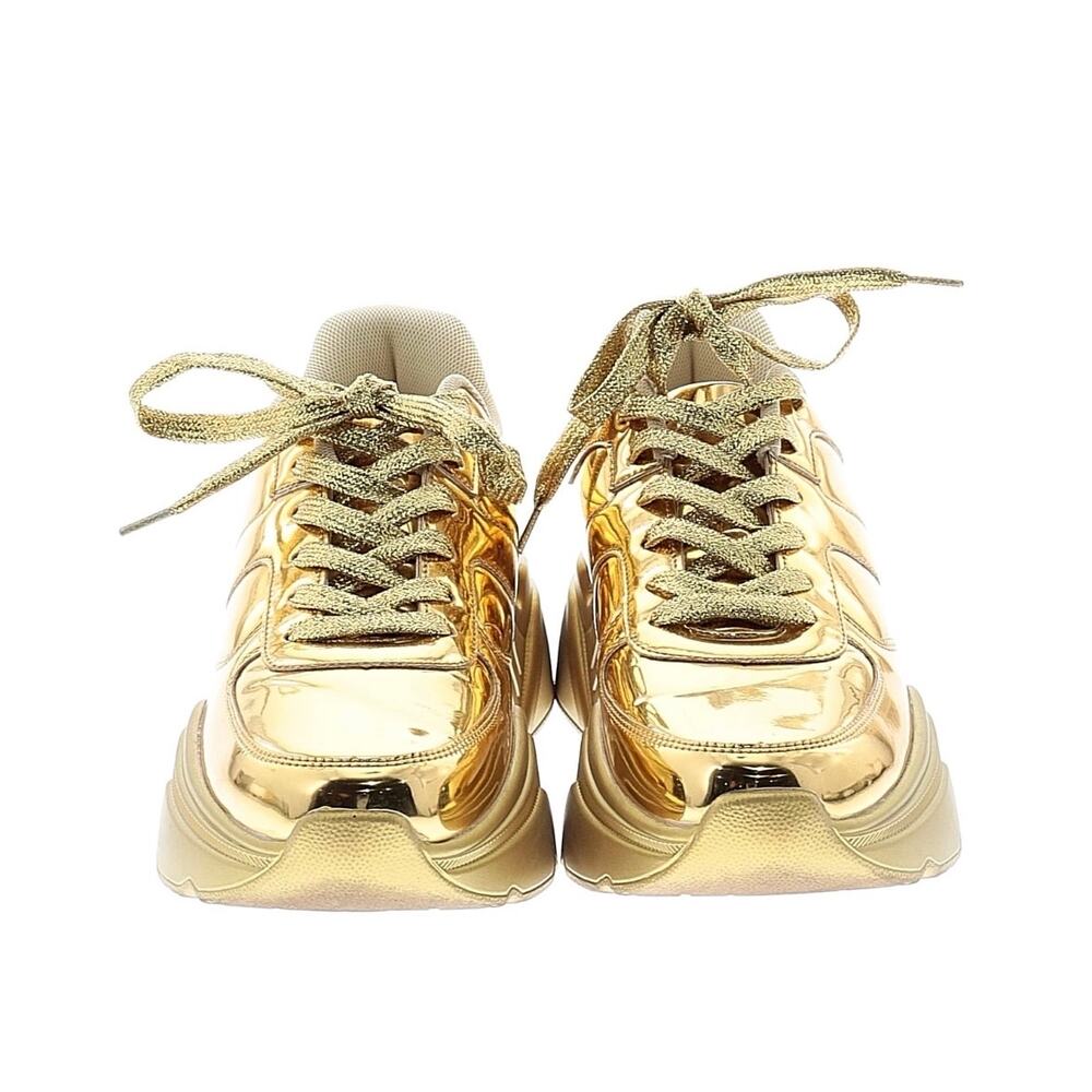 Belos Womens 10 Gold Sneakers shoes UK 7 Platform Chunky Fashion Dad party